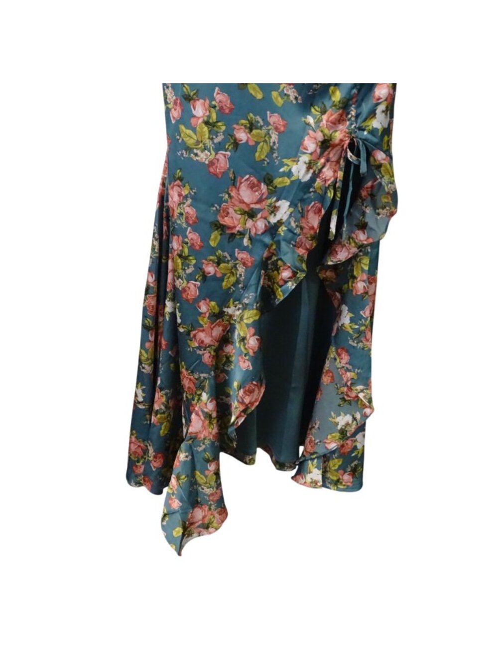 HELLO MOLLY Style Statement Era One Shoulder Satin Maxi Dress Green Size S 4 NEW - Picture 4 of 16